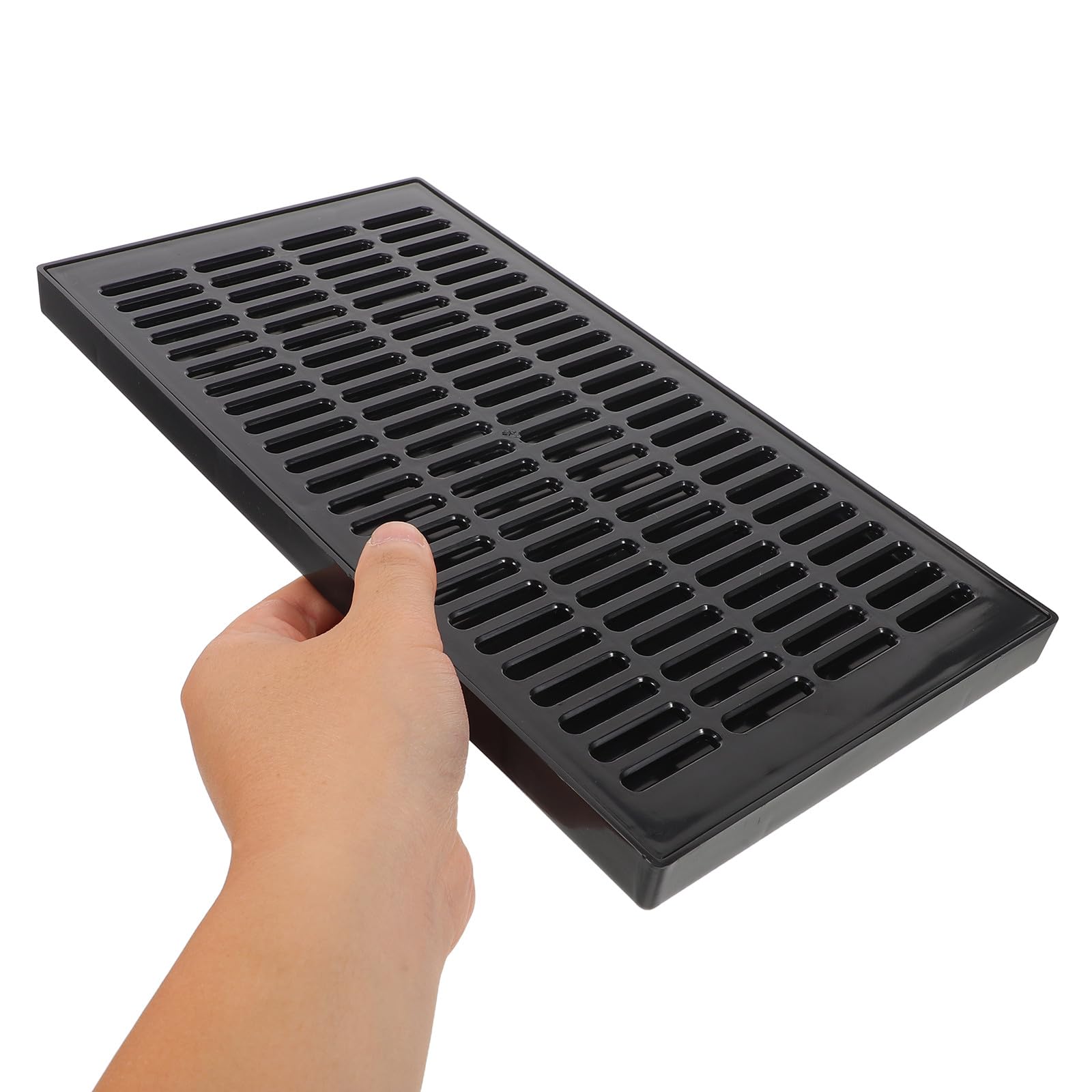 Bac Récupérateur de Gouttes Construction Robuste et Résistante en Plastique Noir Forme Rectangulaire Moderne pour Tireuse à Bière Accessoire pour Bar à Domicile