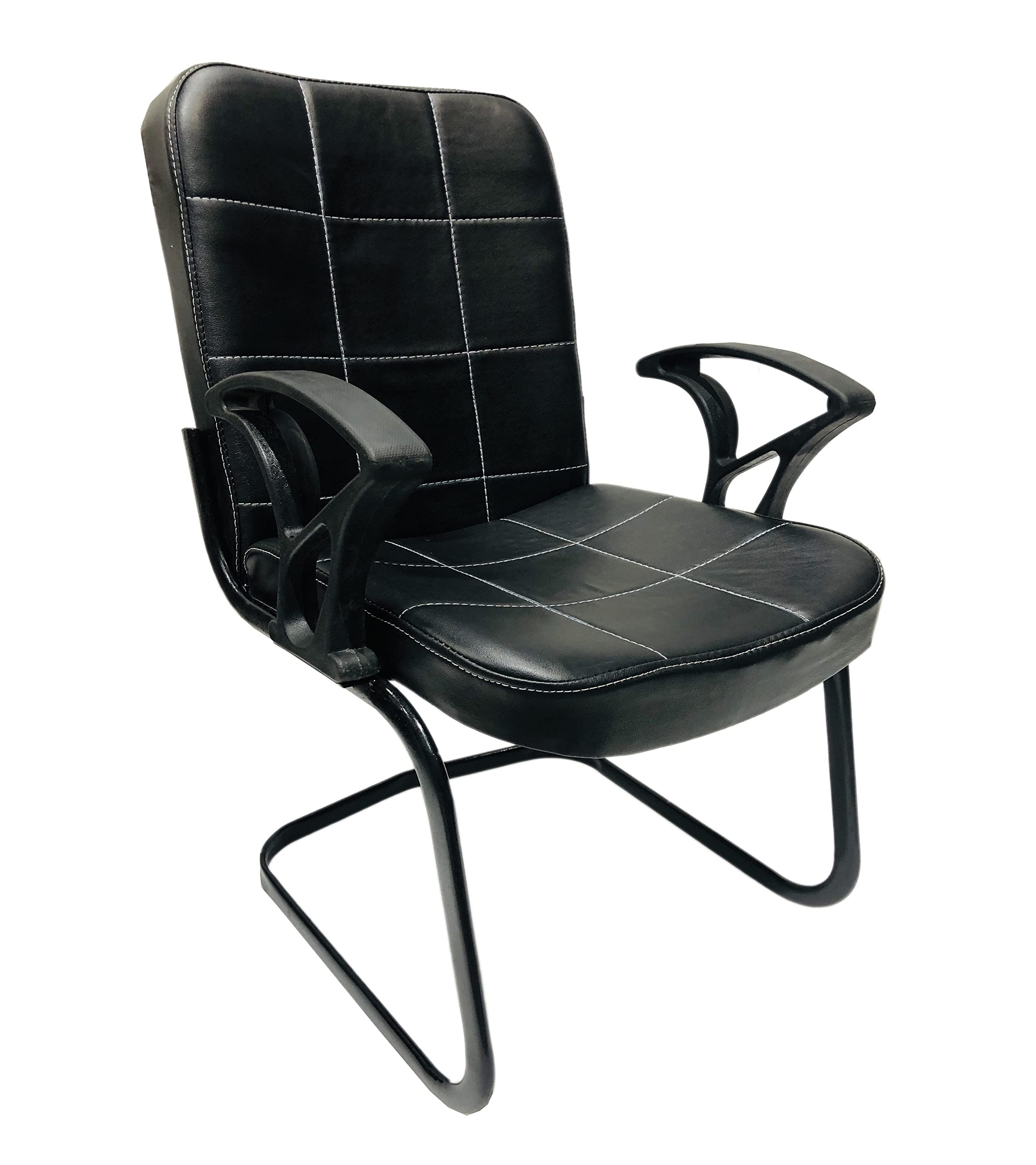 KITHANIA Office Chair Exclusive Visitor Study Home Chair with arm Rest with Iron Frame and Cushion seat Back, Chair Without Wheels Holds up to 130 kg