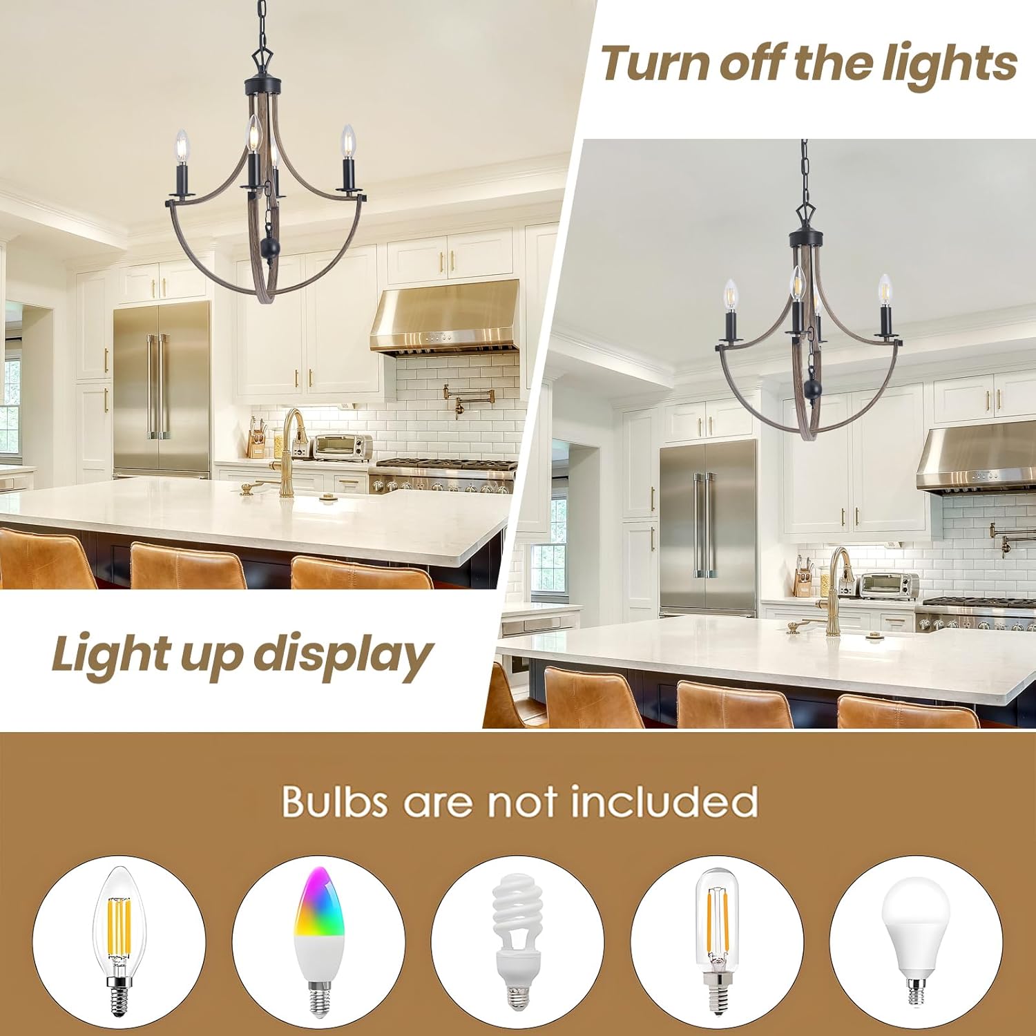 KEESFU Black Chandelier for Dining Room,4-Light Kitchen Island Light Fixtures,Farmhouse Hanging Pendant Light for Living Room Entryway Foyer Bedroom.