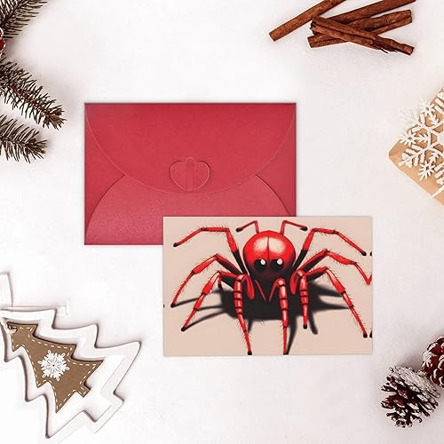 Miniatura 7 de Lindas tarjetas de felicitación en blanco de araña roja con sobres de 4 x 6 pulgadas, tarjetas de agradecimiento para Navidad, vacaciones,