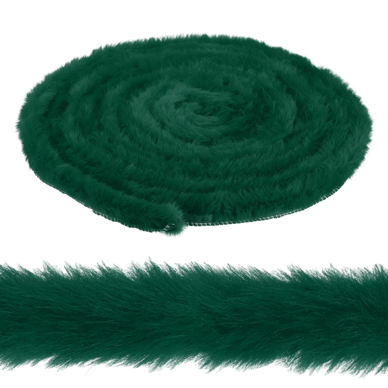 sourcing map 2 Inch x 6 Yards Faux Fur Ribbon Trim, Artificial Furry Ribbon Stripe, Craft Fur Trim for Sewing, Christmas Tree, Home Wedding Decoration, Party Supplies, Forest Green