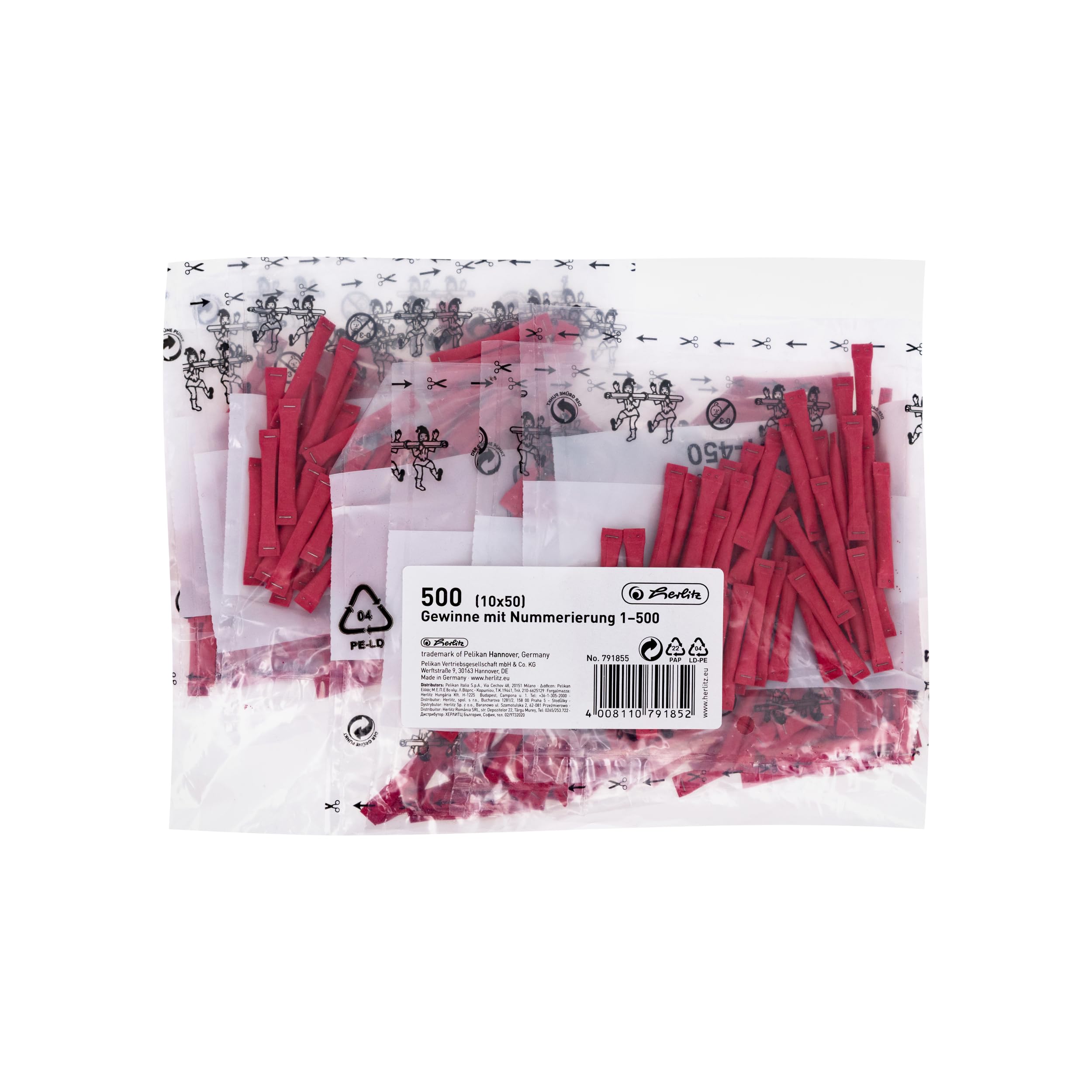 Herlitz 791855 Pack de 500 billets-gagnants 1-500 (Rouge)