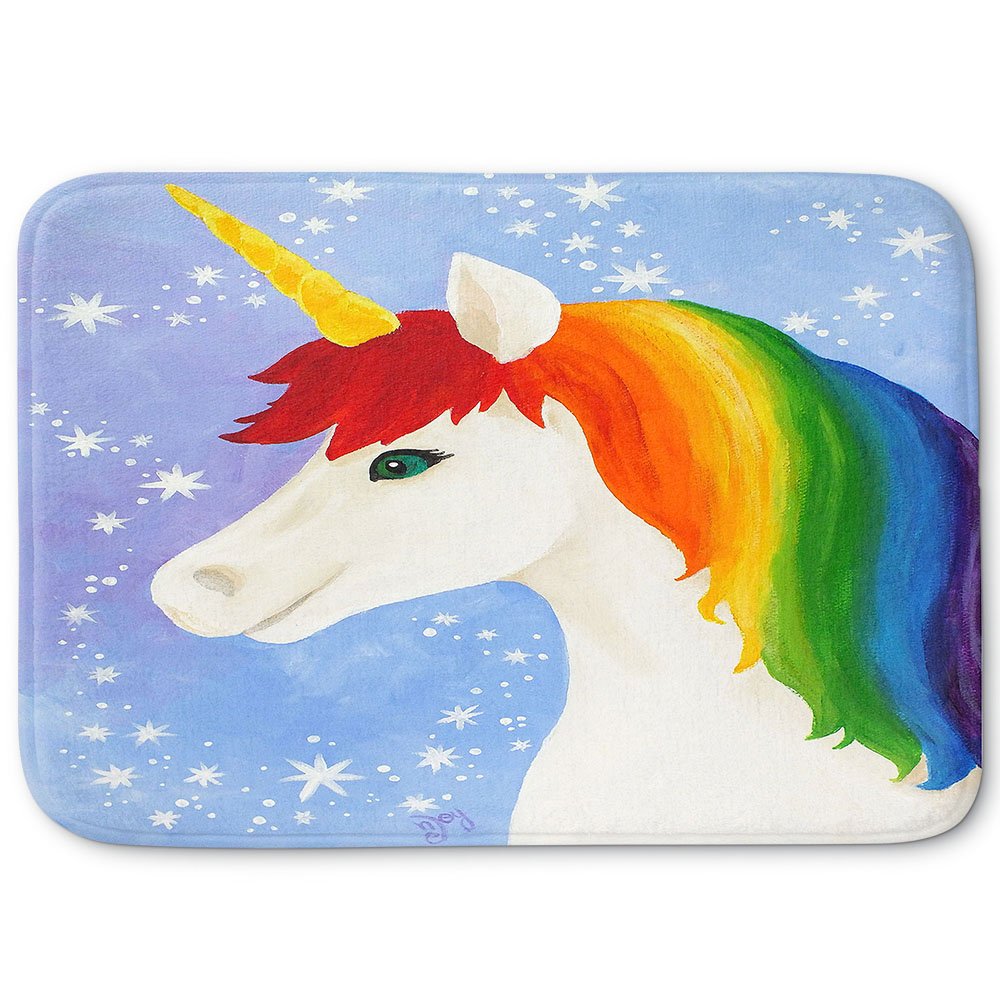 Memory Foam Bathroom or Kitchen Mats by nJoy Art - Rainbow Unicorn l - Small 24" x 17"