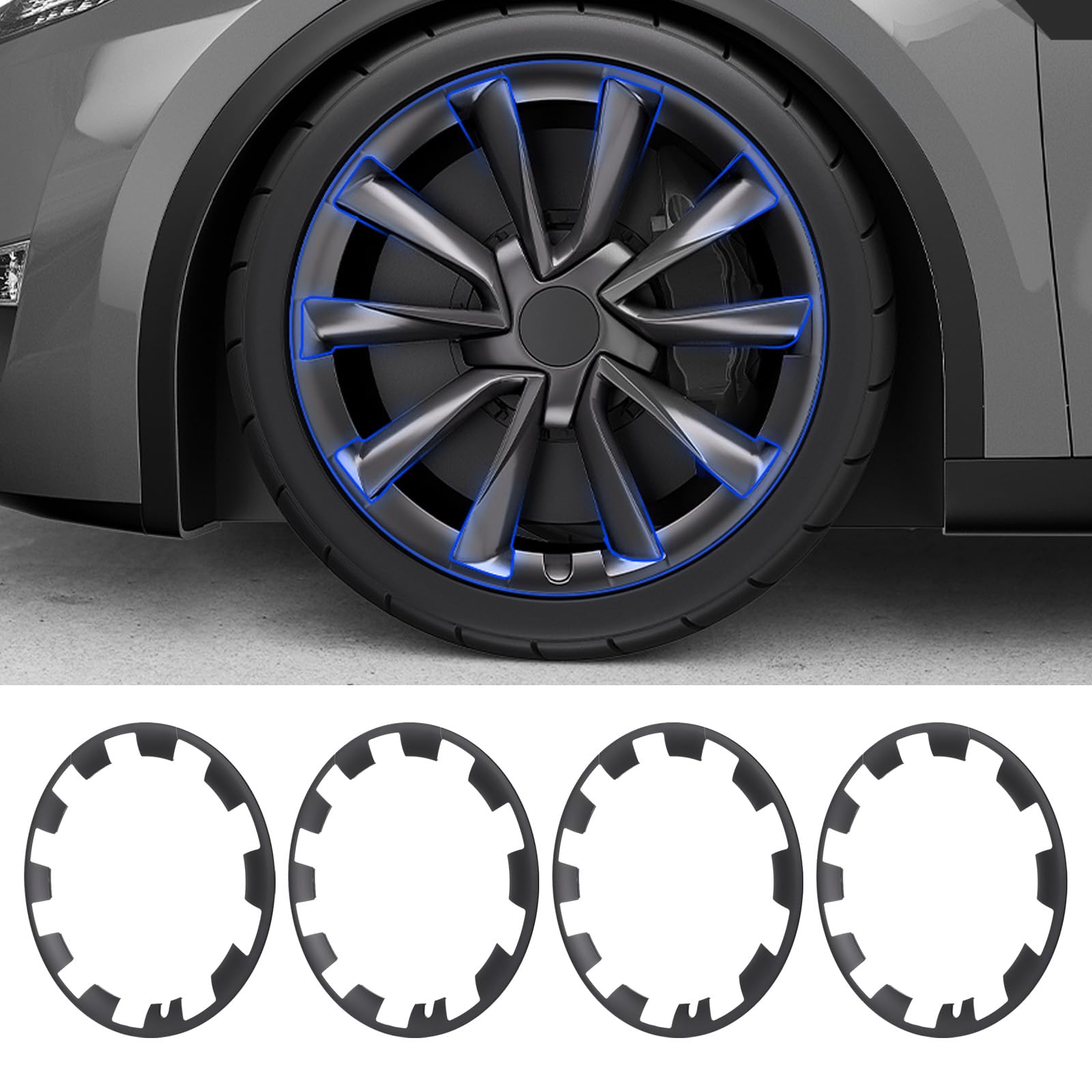 Stylish Wheel Guard for Tesla Model Y 2023 Edition - 21 Inch, Enhance Protection ABS Rim Guard Hubcap Cover Car Protection Tire Trim Rings for Model Y Exterior Accessories