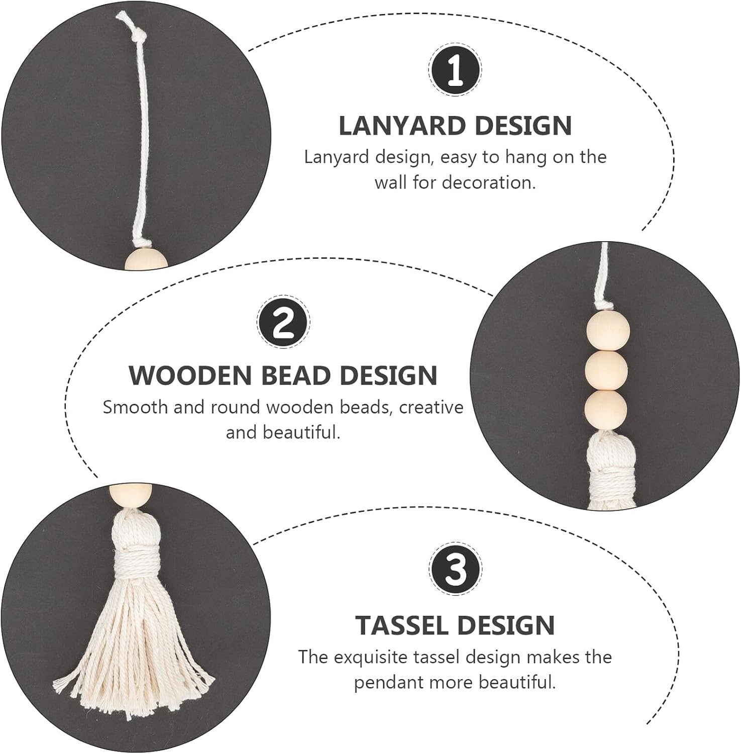 10pcs Tassel Wood Beads Pendant Garland Cotton Thread Tassel Rustic Farmhouse Home Party Wedding Hanging Decoration