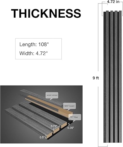 Miniatura 4 de NeatiEase Paneles de pared de madera 3D, paneles de pared acústicos de 6 piezas para decoración de pared interior y reducción de ruido, paneles de