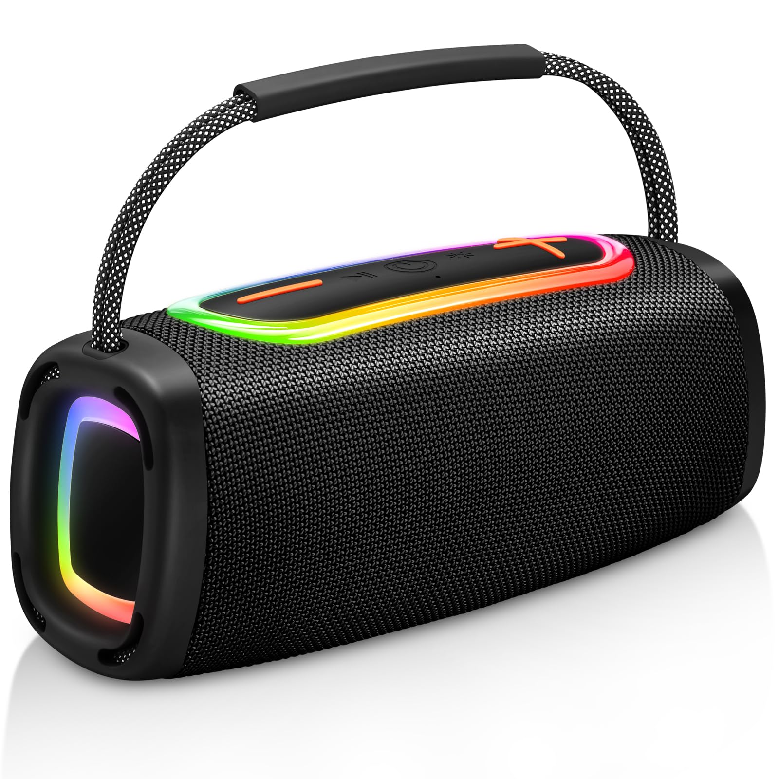 Donerton Altavoz Bluetooth Potente, Altavoz Portátil con 6000 mAh y hasta 36 h, Bluetooth 5.4, Sonido Estéreo 60W, Graves Potentes, Luces LED, Micrófono y Asa para Fiestas, Viajes, Camping y Exterior