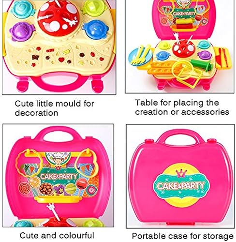 Miniatura 2 de deardeer Kids pastel fiesta de plastilina play set 41Pcs Pretend Play Toy Kit con moldes de masa y en un caso portátil