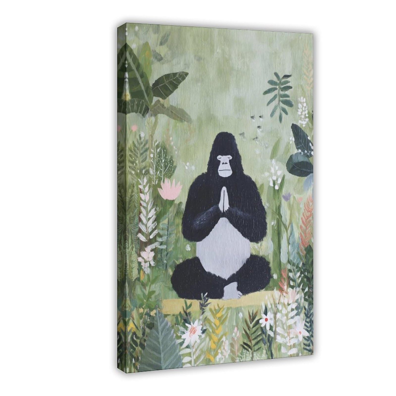 MRYCQ Meditating Gorilla Jungle Poster Canvas Poster for Bedroom Decor Gift