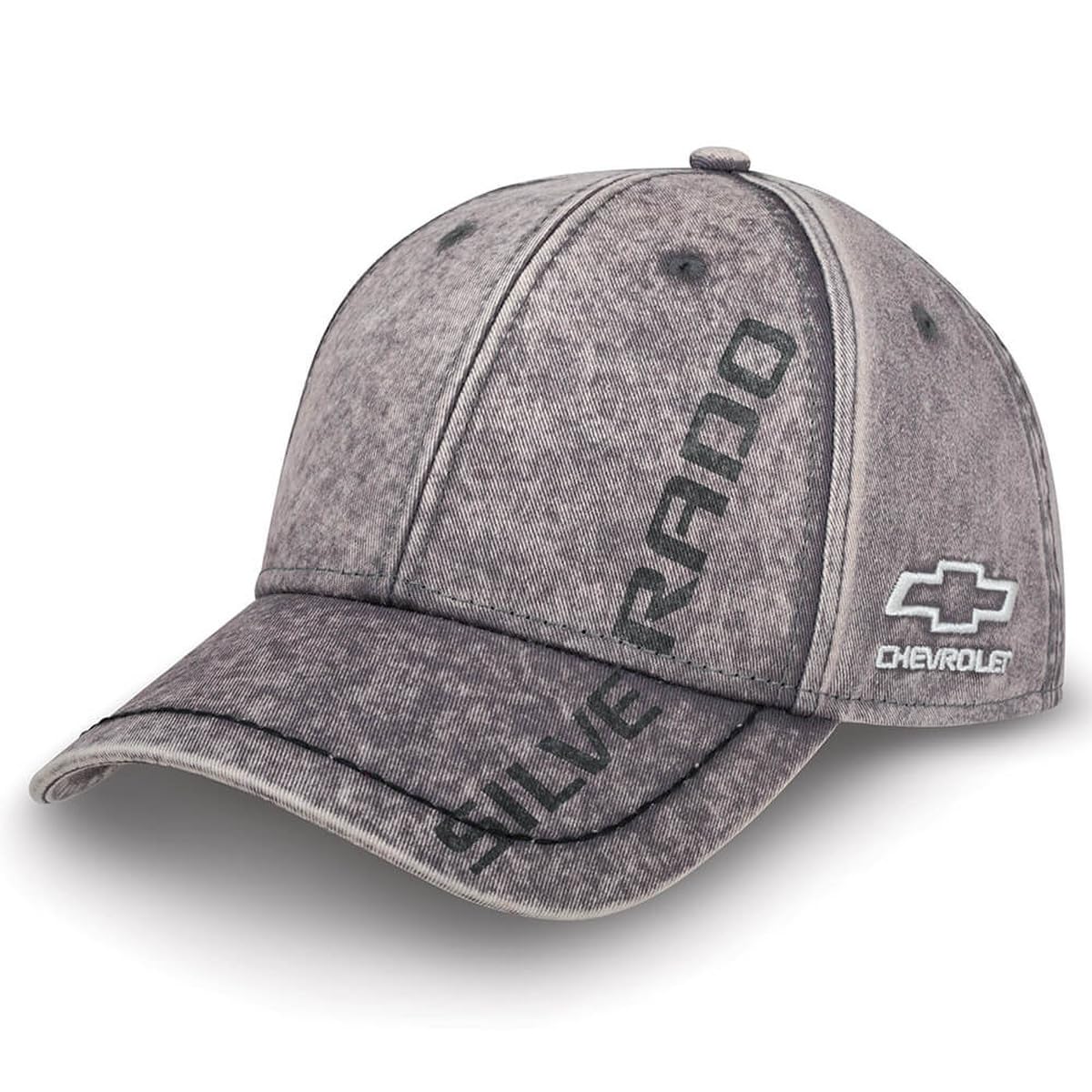SR1 PerformanceChevy Silverado Washed Hat - Gray Snow Chino Twill Cap, Gray, One size