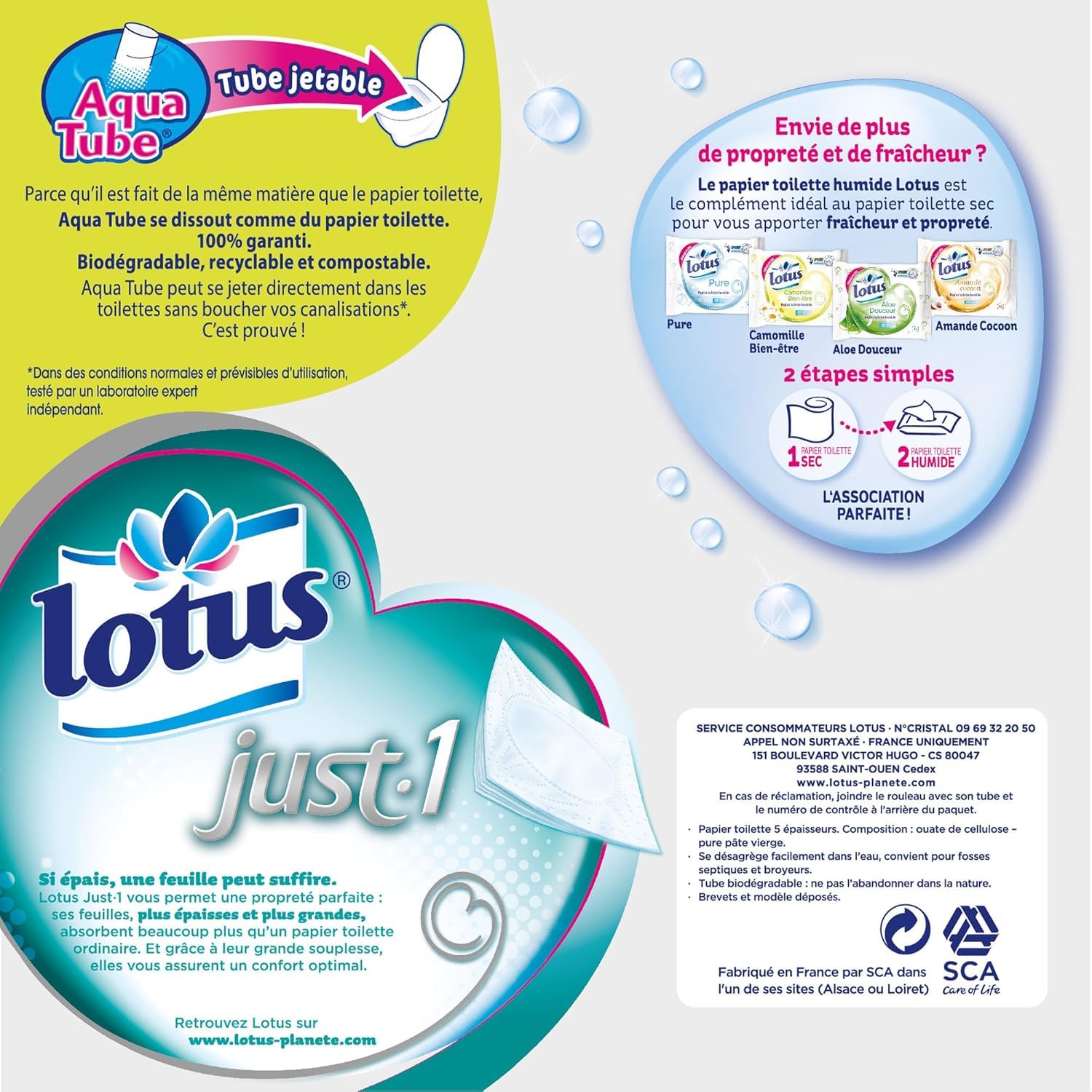 Lotus Just 1, carta igienica bianca, 6 rotoli, ultra morbida, di alta qualità, confezione da 6