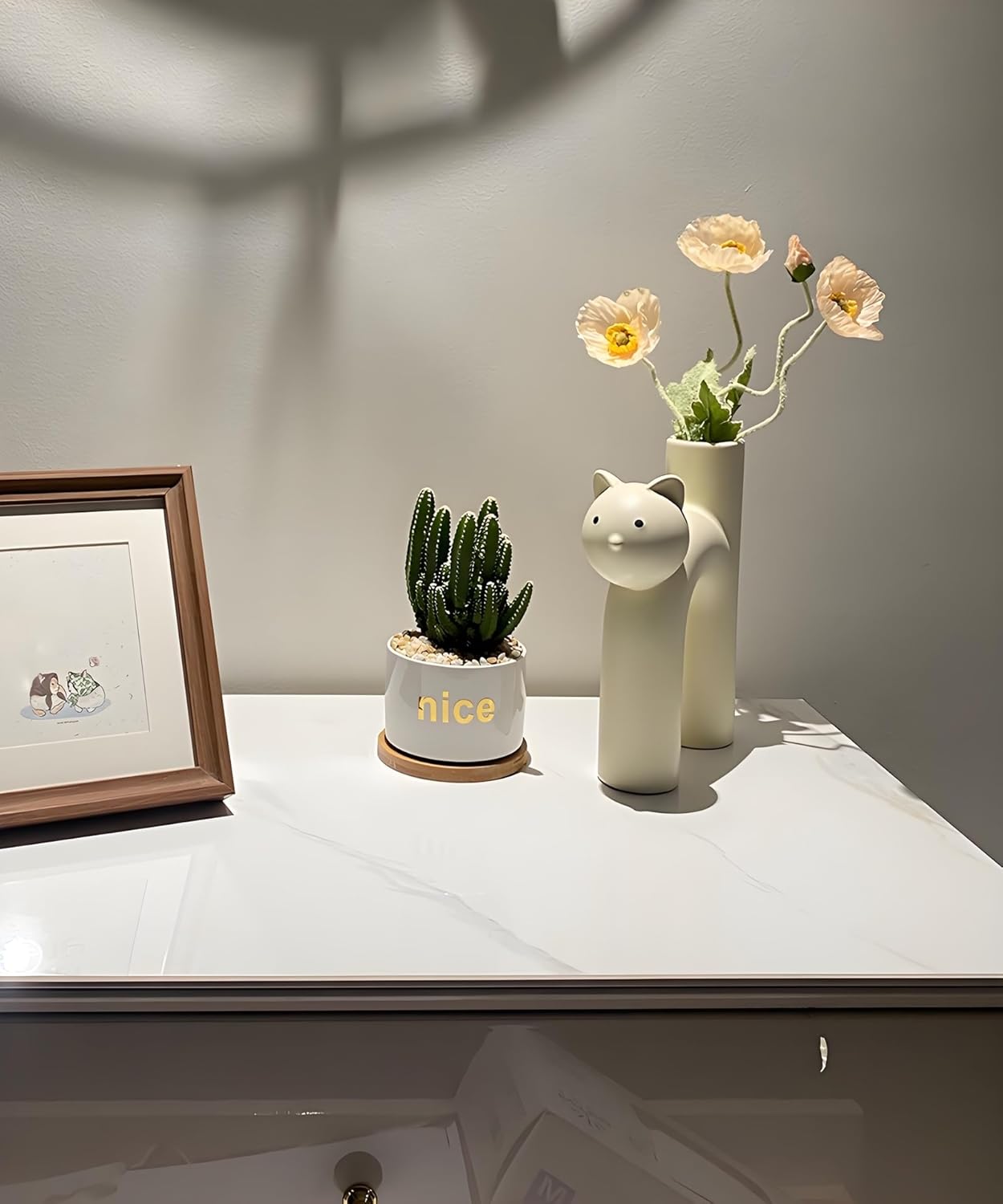 GeLive Cream White Cat Shaped Ceramic Vase, Minimalist Cute Kitty Flower Vase for Home Decor, Modern Boho Decorative Vase for Living Room, Bedroom, Office, Ideal Gift for Cat Lovers