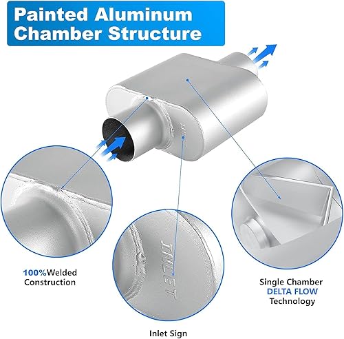 Miniatura 2 de Silenciador de escape universal con sonido agresivo, silenciador anticorrosivo, silenciadores de rendimiento de cámara para automóviles, camiones