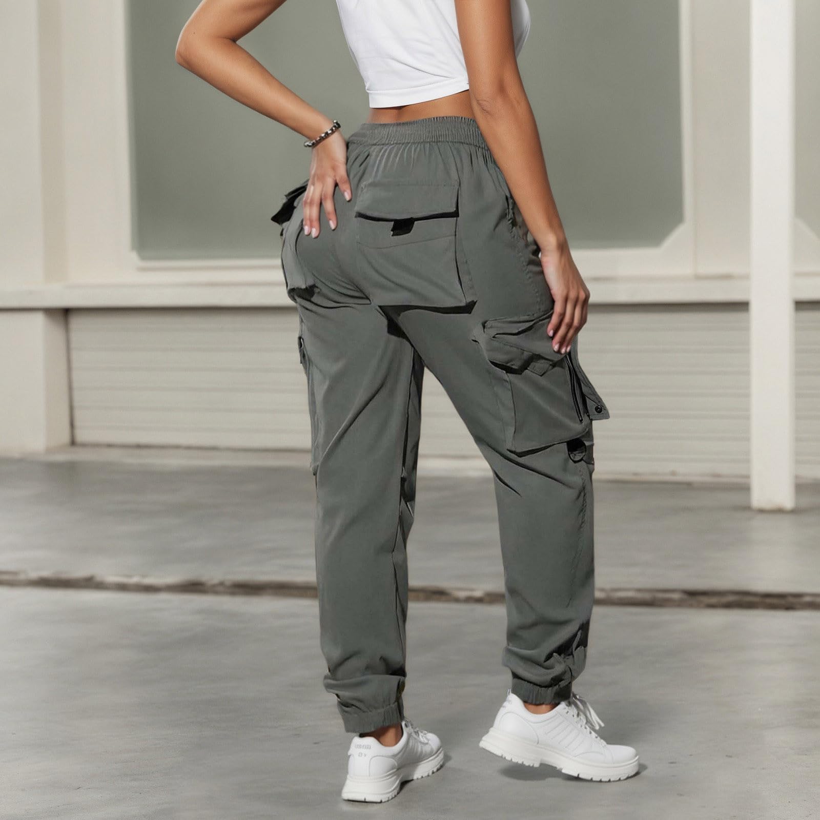2025 Pantalones cargo de mujer de senderismo ligeros con bolsillos senderismo impermeables cinturón al aire libre deportivos correr para otoño e invierno, antisuciedad e impermeable, Workout