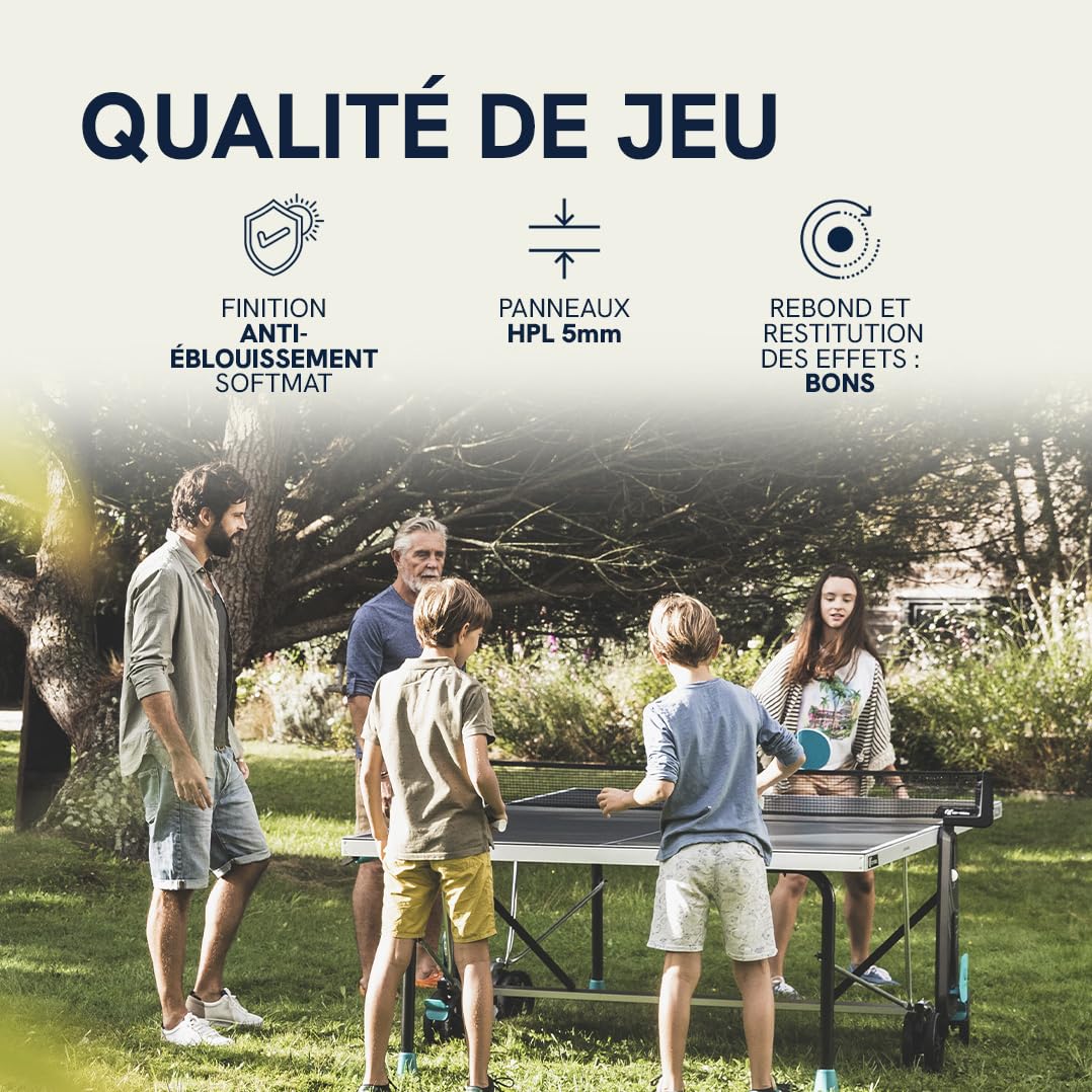 Cornilleau - Table de ping-Pong d'extérieur 300X Outdoor - Loisir de Jardin - Agrément FFTT - Panneau Gris ou Bleu 5mm