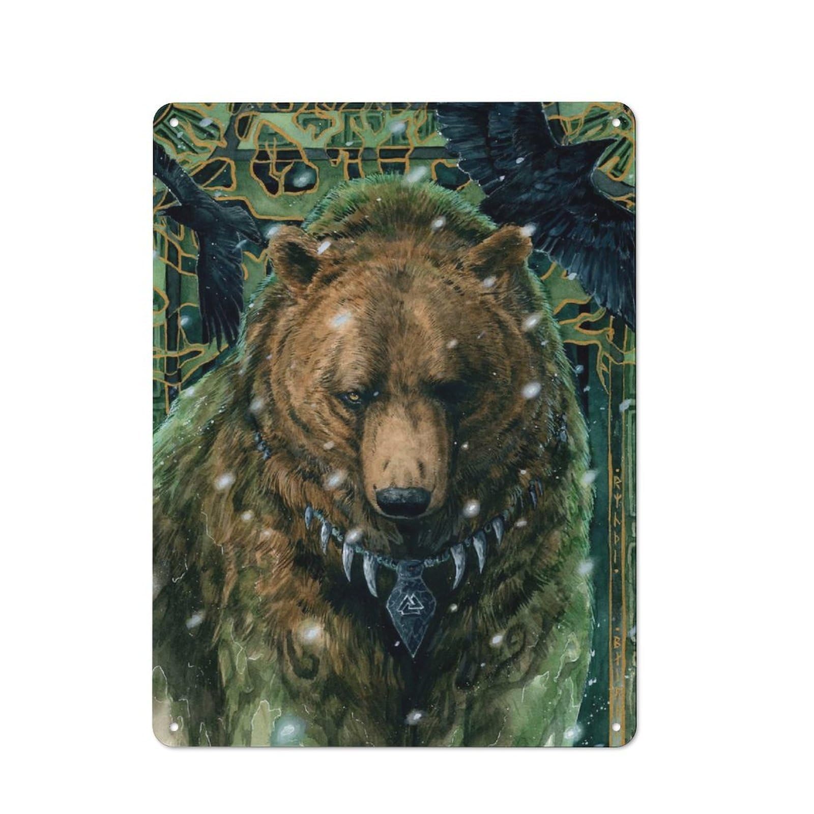 Odin Bear Retro Tin Sign 40x30cm for Living Room Or Hallway, for Cooler-season Styling in Living Room And Hallway
