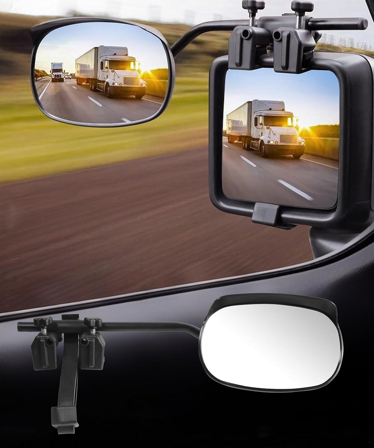 Mirror Extenders for Towing,Car Accessories Towing Mirror Extensions,Universal Adjustable Convex Clip-On Side Mirrors Extensions with RainGuard,Suitable for Most Trailers,Trucks,Cars,RVs