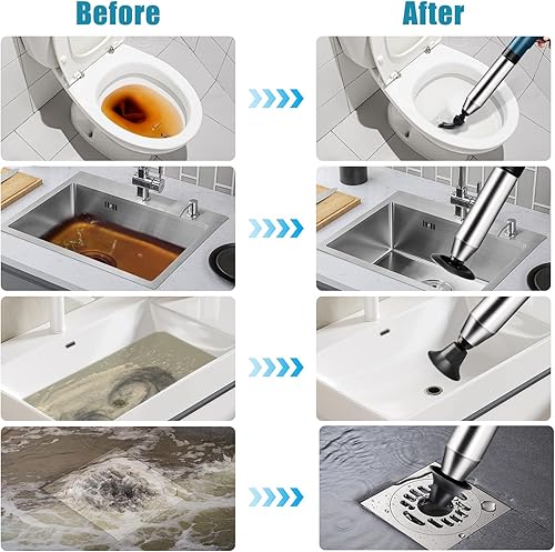 Miniatura 4 de Removedor eléctrico de obstrucciones de émbolo de inodoro removedor de obstrucciones de drenaje de aire de alta presión para baño y bañera de