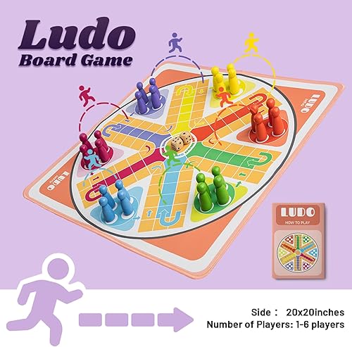 Miniatura 2 de Juego de mesa Ludo de 20 pulgadas, juego de Ludo para adultos para 2-6 jugadores, juegos de mesa de Ludo y parchís, adecuados para reuniones