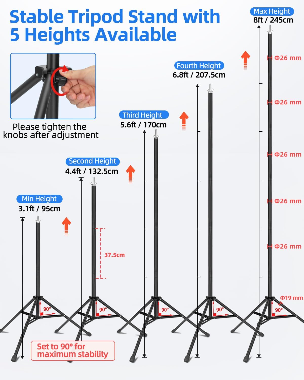 Hemmotop Backdrop Stand 10x8ft (WxH), Photography Background Stand for Parties, Adjustable Photo Backdrop Stands Kit for Wedding, Photo Booth, Party, Decoration, Balloon, Projector Screen