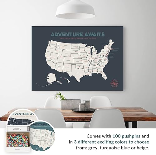 Miniatura 5 de Epic Adventure Maps Mapa de alfiler de Estados Unidos de 24 x 17 pulgadas, póster de mapa de viaje para marcar tus viajes alrededor de los Estados
