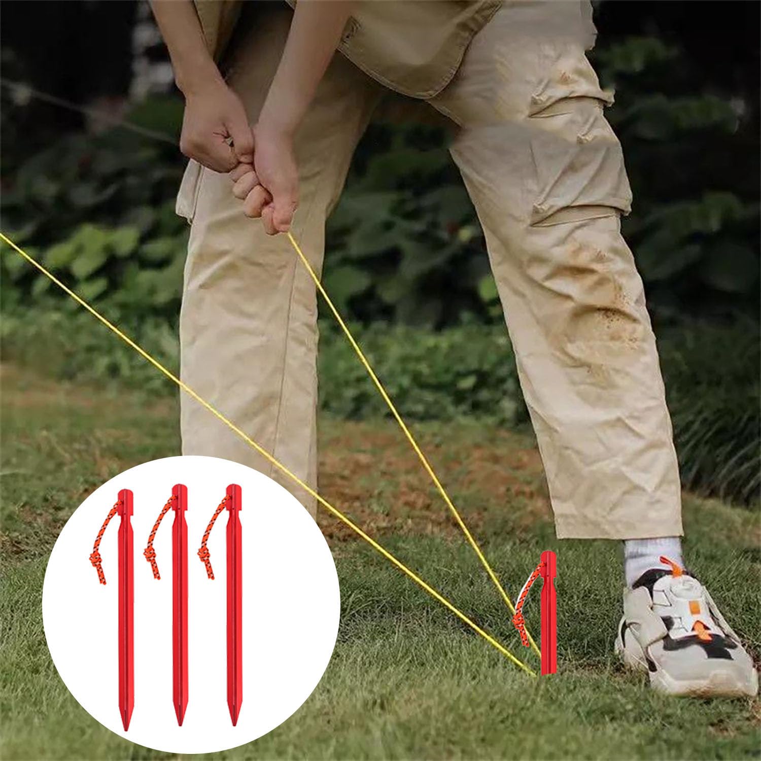 Set di 21 picchetti per tenda da campeggio, in alluminio, picchetti stabili