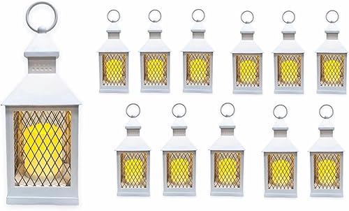 Just in Time for Winter Juego de 12 piezas Faroles decorativos de 10 pulgadas con vela iluminada LED sin llama, temporizador de 5 horas, aspecto disponible en Yaxa Colombia