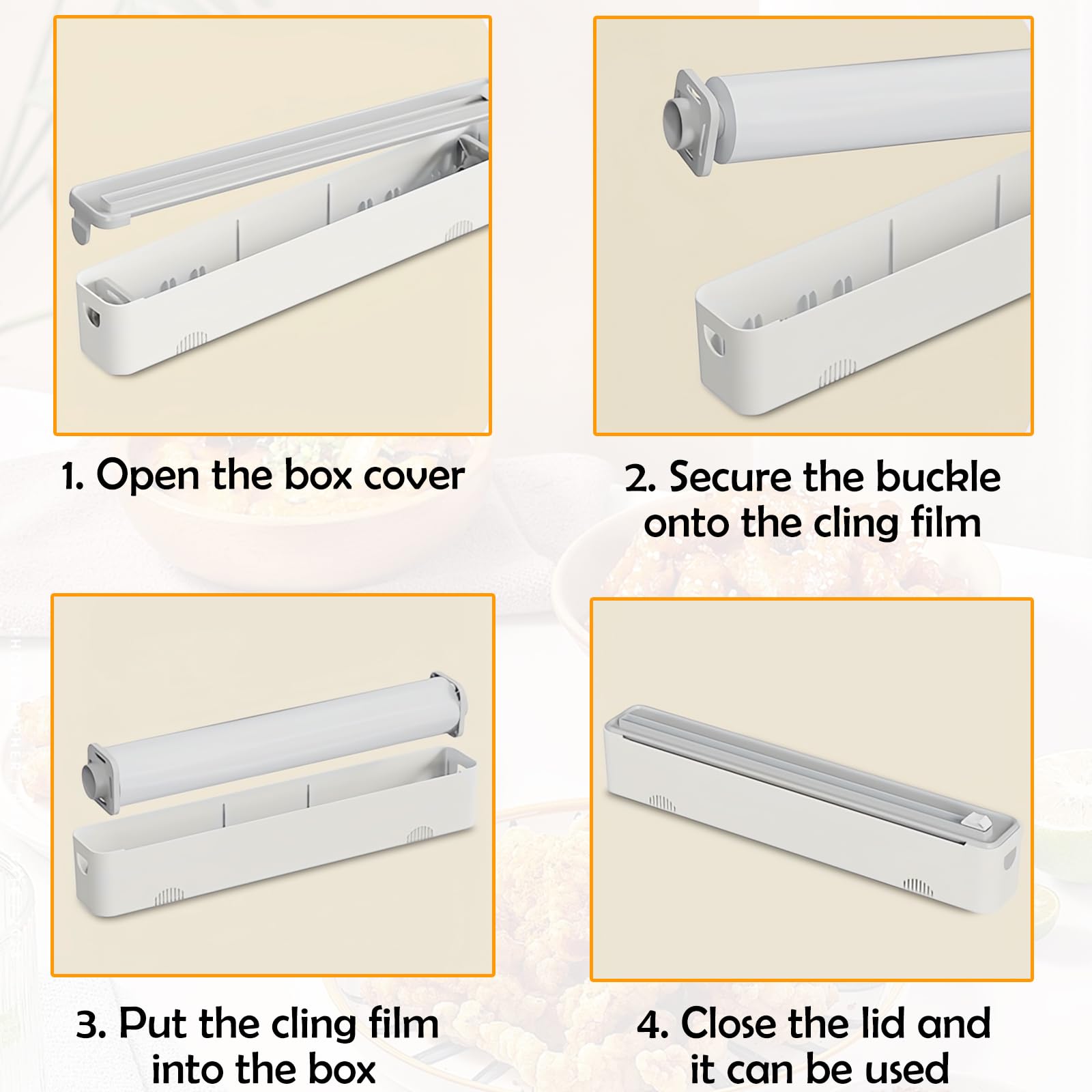 Derouleur Film Alimentaire, Distributeur Papier Aluminium et Film Pratique, Distributeur Film Alimentaire Magnétique, Boîte de Coupe Film Alimentaire, Cling Film Dispenser and Cutter pour Cuisine