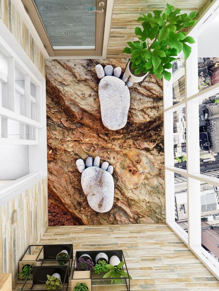 Papel Pintado Fotográfico 3D De Tama?o Personalizado Huellas De Papel Pintado Autoadhesivo Con Patrón De Roca 3D Pegatinas De Vinilo Para Suelos-Calcomanías De Pared Para Cocina Y Ba?o 350x245cm