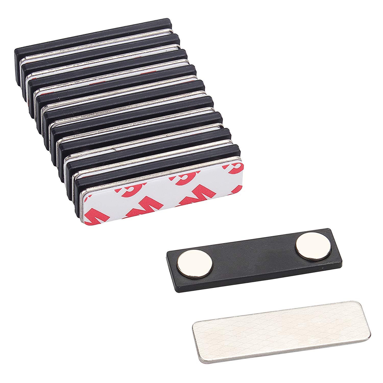 Strong 2 Magnet Name Badge Holders With Plastic Back Plate And Adhesive Tape On Front Plate For Tag/ID Badge Holder (25)