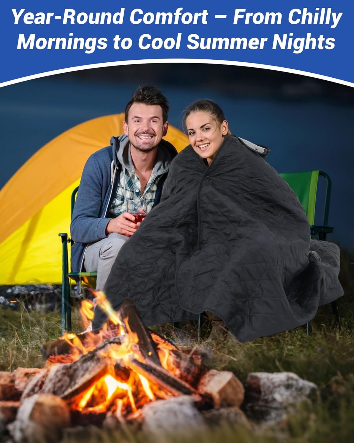 Fanfanwin 4 Pack Outdoor Camping Blanket Bulk - Fleece Waterproof & Foldable Stadium Blanket with Portable Bag for Cold Weather Sports Pet Beach Picnic Stadium Travel Car - 79 * 55inch