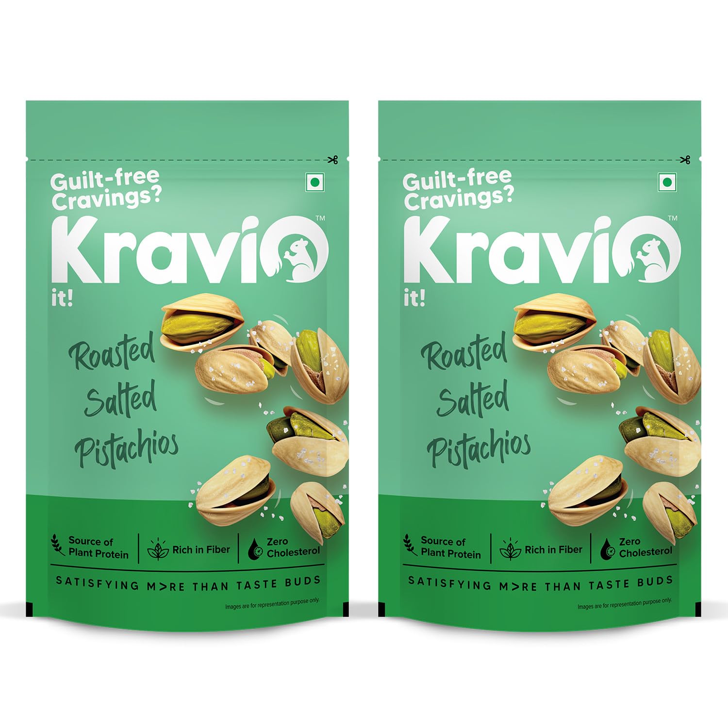Kravio Premium Roasted Salted Pistachios (2 X 200g) | Zero Cholesterol Natural Inshell California Pista Nuts & Dry Fruits | Rich in Protein, Roasted Crunchy Delicious Healthy Snacks