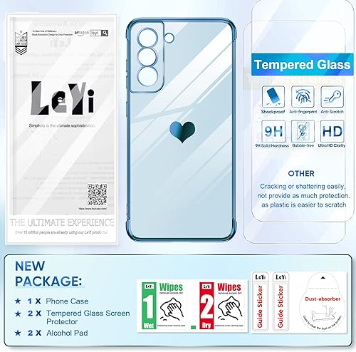 Miniatura 7 de LeYi Funda para Galaxy S21 Fe 5G S21 Fe con protector de pantalla 2 piezas + protección completa de la cámara, chapado en corazón de amor, funda