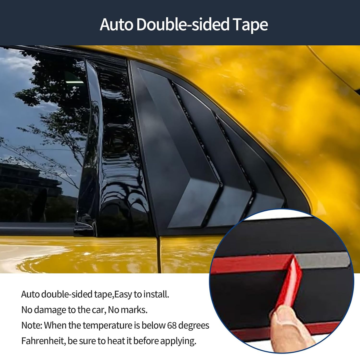Rear Side Window Louvers Covers Compatible with Honda New HRV HR-V 2026 2025 2024 2023 Rear Side Shutters Blinds Cover Trims Exterior Car Accessories ABS 2PCS(Glossy Black Style
