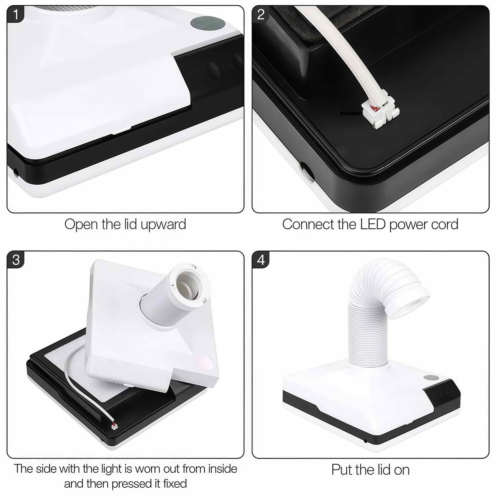 Aspirapolvere elettrico girevole a 360° con ventola e LED, 2 in 1, potente rimozione della polvere per salone e uso domestico
