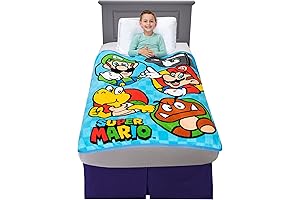 Franco Kids Super Mario Blanket - Soft Micro Raschel Throw for Boys
