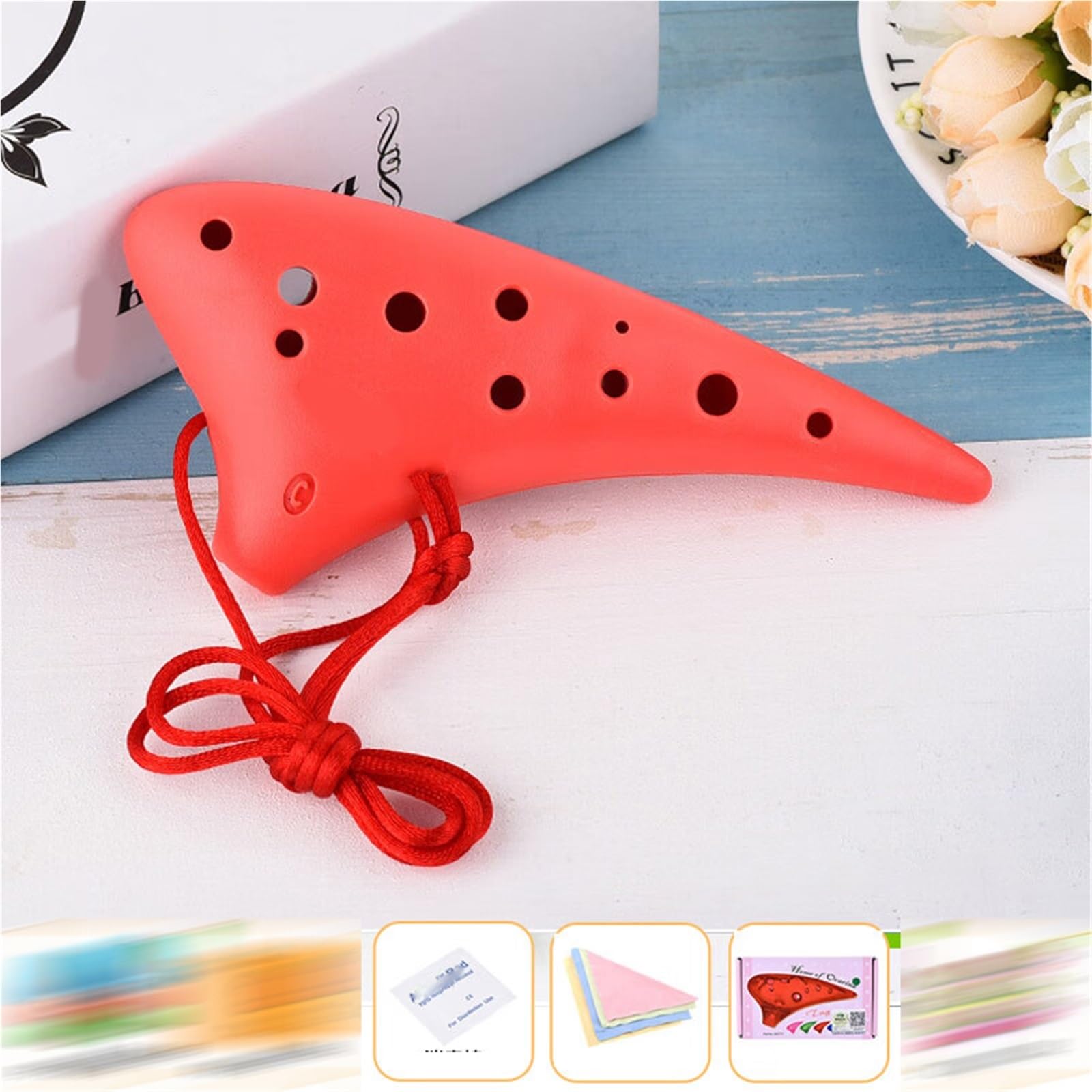 Ocarina Strumento Per Esercitazioni Professionali E Principianti In Plastica Per Ocarina Soprano A 12 Fori(Red)