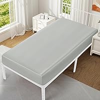 VACVELT Cot Fitted Sheet 31x75 Inch Light Grey - Ultra Soft Satin, Snug Fit for RV Bunk, Camper Bunk, Narrow Twin, Trifold Mattress