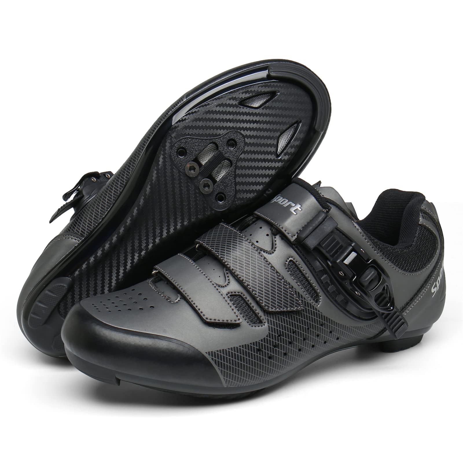 Męskie buty szosowe, kolarskie, sneakersy MTB Clits Route Cleat Dirt Bike Speed Flat Racing damskie SPD pedały kolarstwo górskie, Szary B, 40 EU
