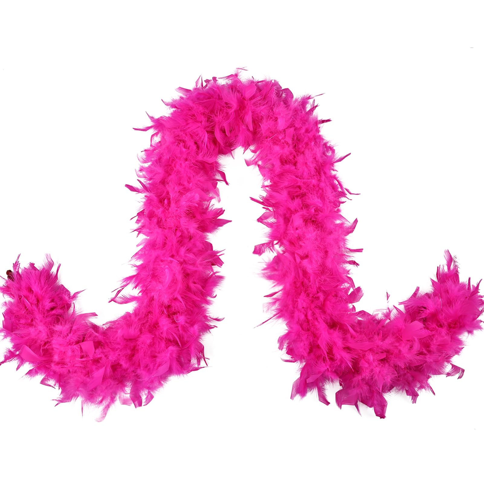 MAOFENG Chandelle Turkey Feather Boa 2 Yards 80g for Halloween Dancing Wedding Party DIY Craft Costume Decoration Feather Boa,Hot Pink