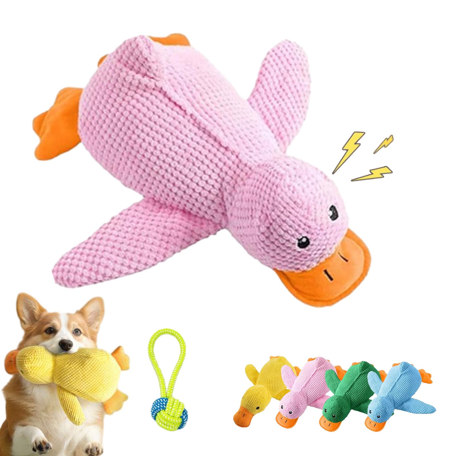 Gienslru 2026 New Upgraded Calming Duck Toy for Dogs, Quacking Crinkle Duck Comfort Calming Toy for Dog, Interactive Stuffed Duck Dog Toy, Soft Stuff Pet Chew Toy, Dog Toy Duck (Pink, Large)
