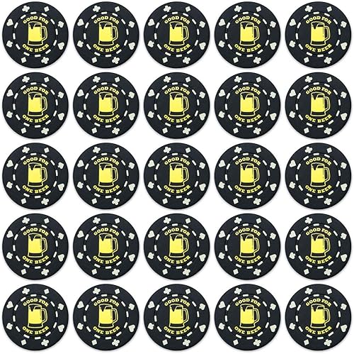 Miniatura 2 de Juego de 25 fichas marcadoras de botón de chip de póquer de cerveza