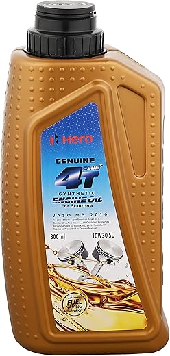 Hero MotoCorp Genuine 4T Plus 10W-30 Synthetic Engine Oil for Scooters (800 ml) API SL & JASO MB Certified