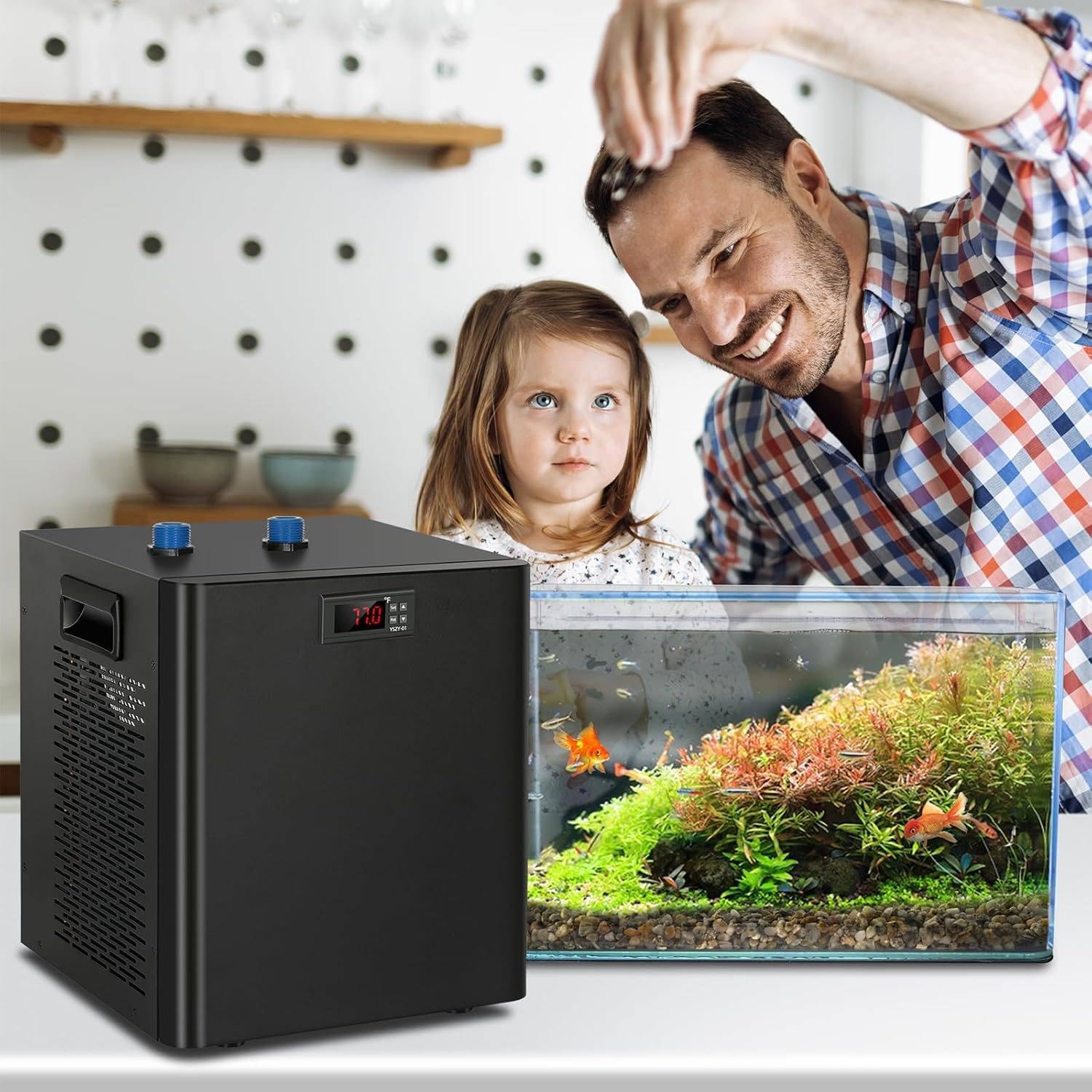 42-Gallonen-Aquarienkühler, 1/10 PS Axolotl-Kühler, spezieller Kühlkompressor mit leisem Design für Hydrokultur, Korallenriff, Süß- und Salzwassertank,160L/42bal