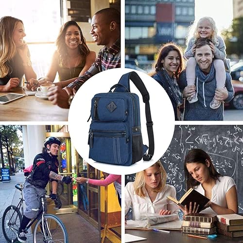 Miniatura 7 de Schkleier Bolsa de mensajero para hombre, bolsa cruzada de lona, mochila cruzada, bolsa de hombro para laptop, senderismo, mochilas casuales tácticas