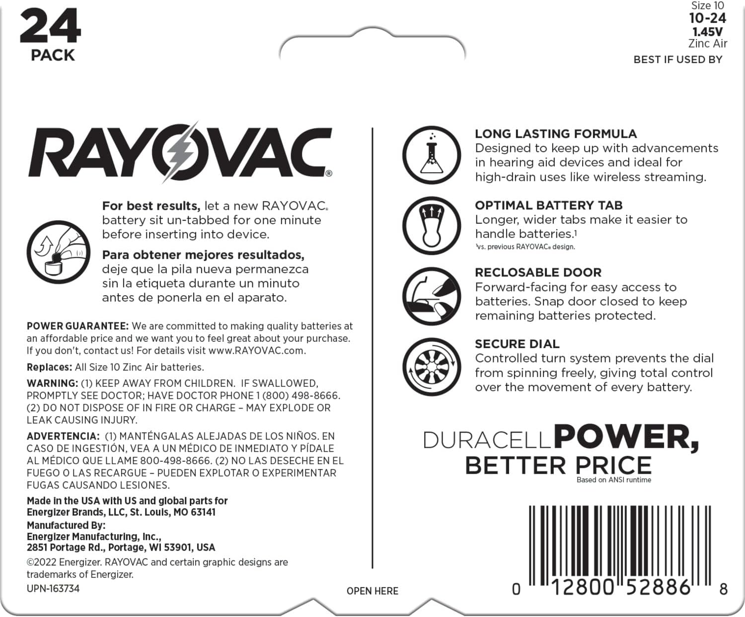 Rayovac Size 10 Hearing Aid Batteries (24 Pack), Size 10 Batteries : Everything Else