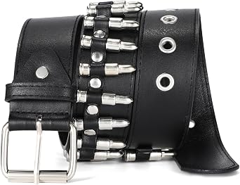 Rivet Belts for Women Men Black Studded Gothic Belt Punk Belt with Metel Buckle for Jeans Hip Hop