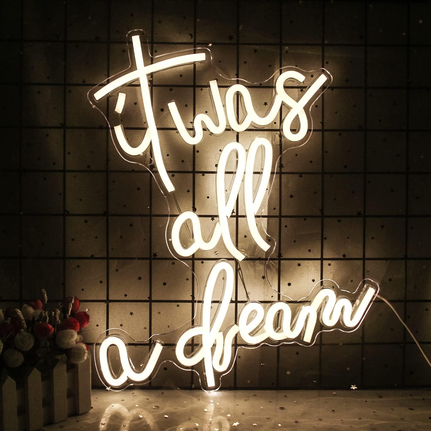Wanxing It was All A Dream Neon Sign Light Dream Neon Lights Wall Dercor for Wedding Party Letters LED Signs Club Office Hotel Pub Cafe Wedding Birthday Party 16.5“x13.4"(Warm White)
