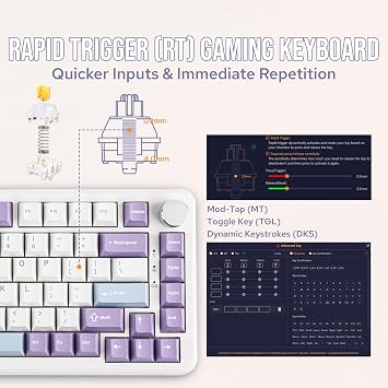 MechLands AJAZZ AK820 MAX HE Hall Effect Gaming Keyboard Actuation Adjustable 8KHz Polling Rate Wired Rapid Magnetic Keyboard Creamy Gasket RGB Backlight NKRO for Win/Mac White