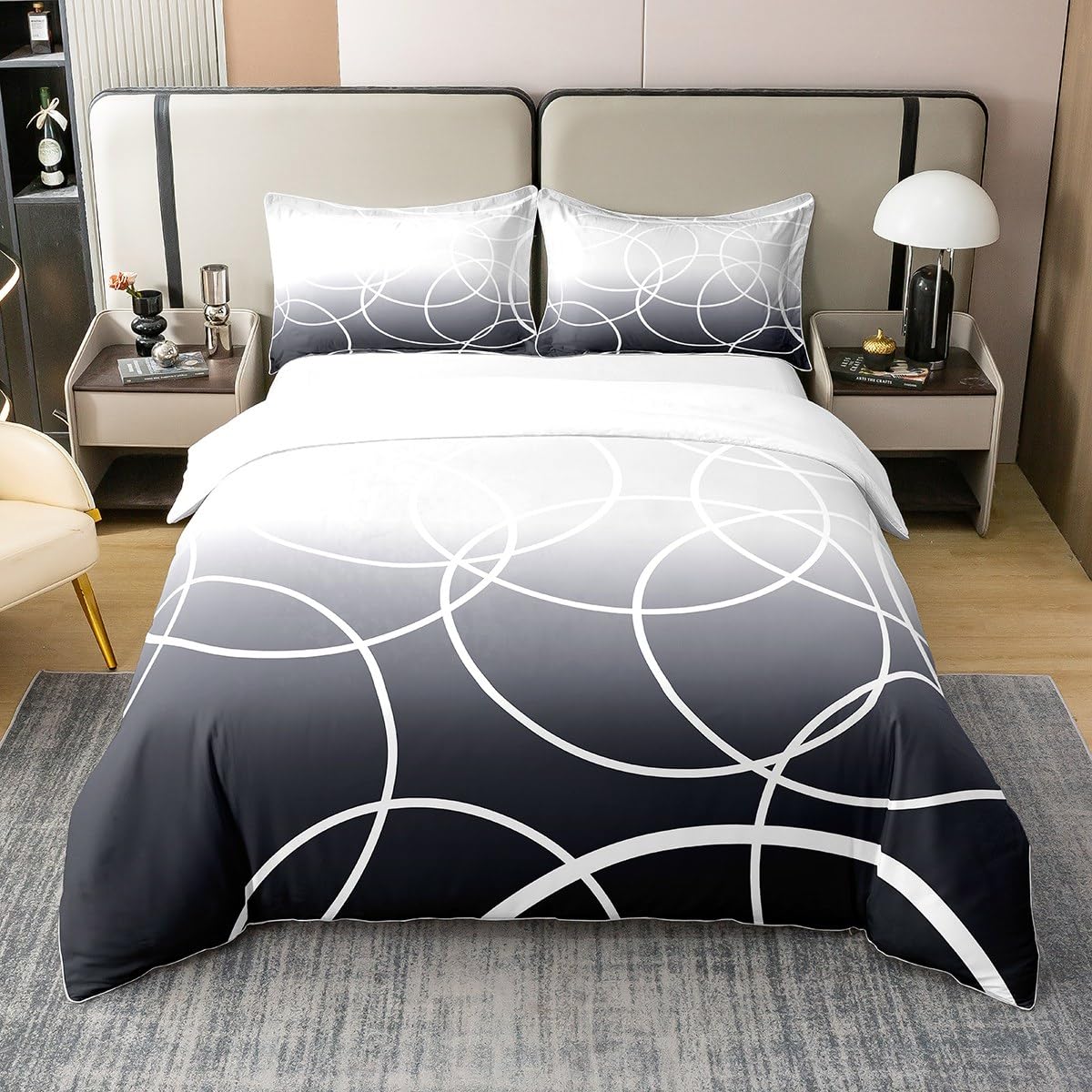 Linge de lit rétro cercle tourbillon en coton avec housse de couette 240x260